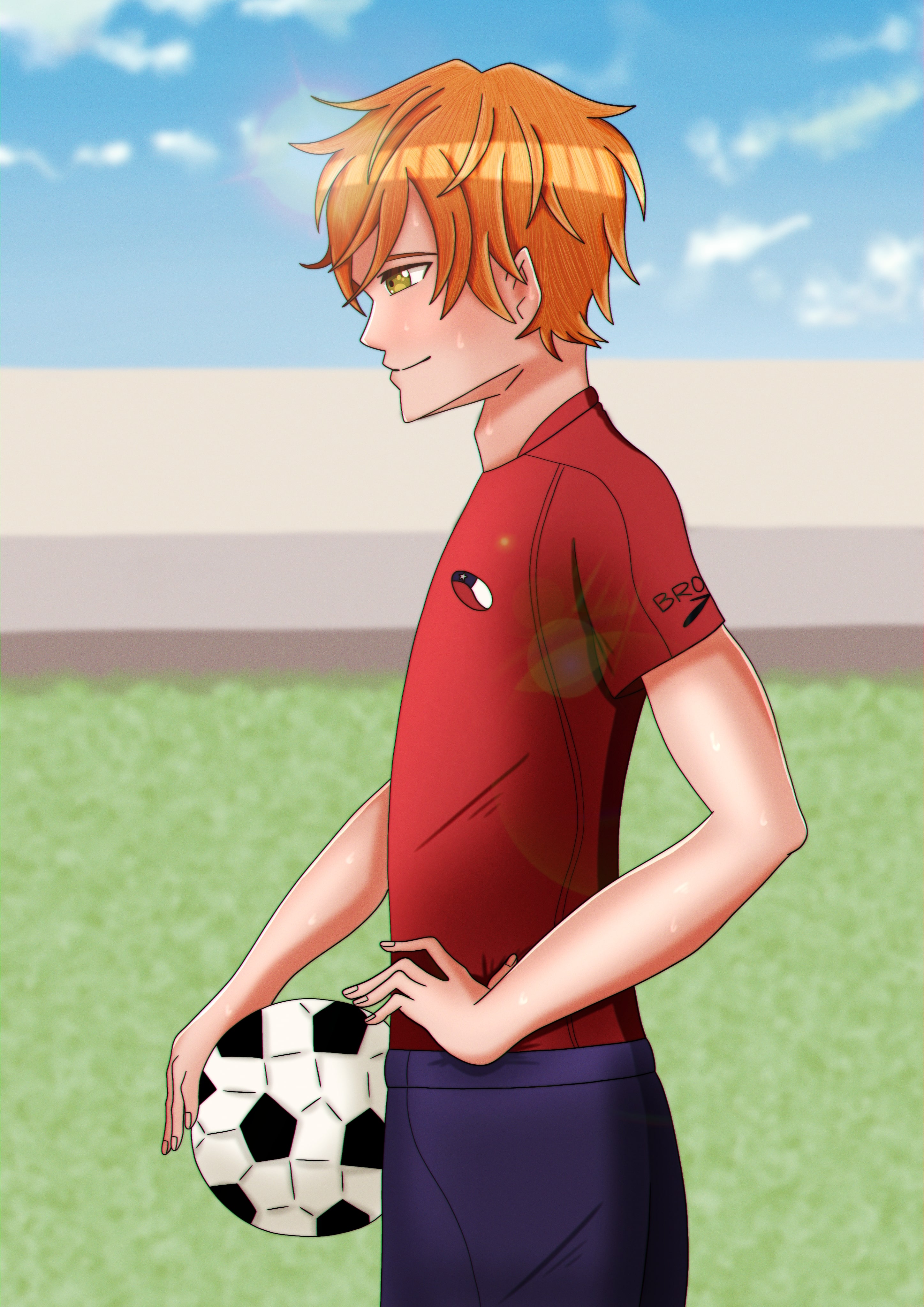 Digital drawing of Akito in sport attire.