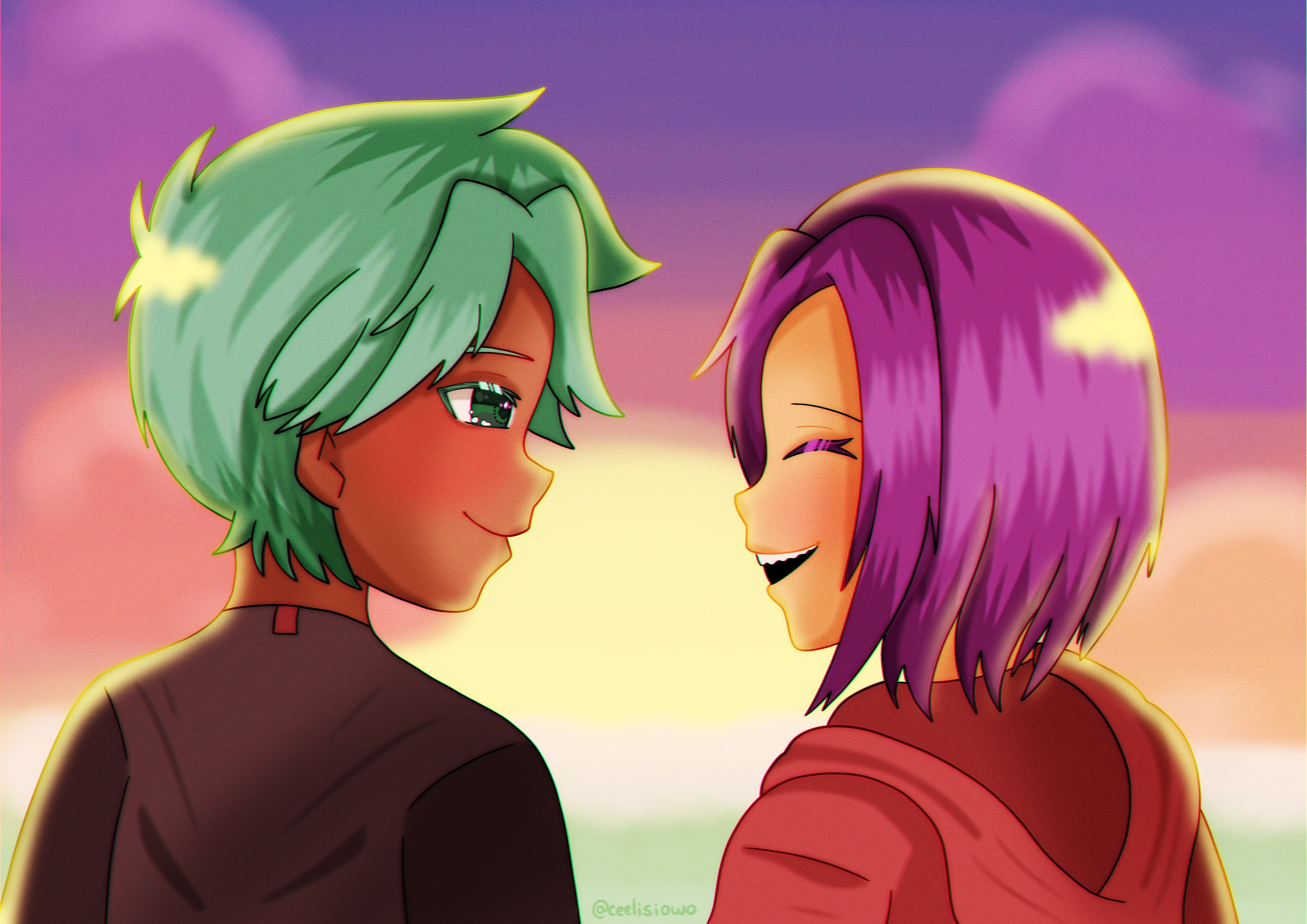 Digital drawing of Bon and Bonnie.