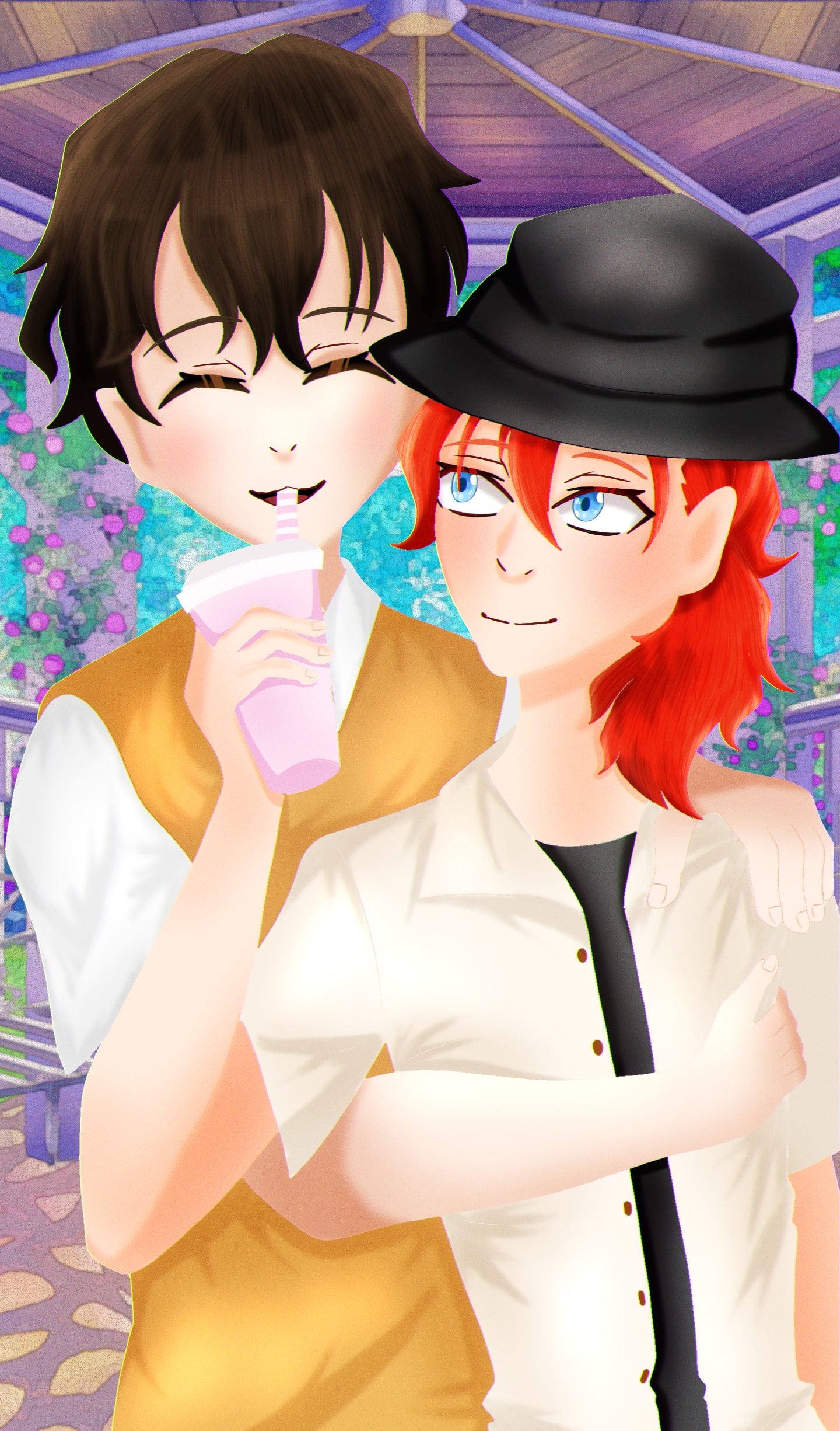 Digital drawing of Dazai and Chuuya.