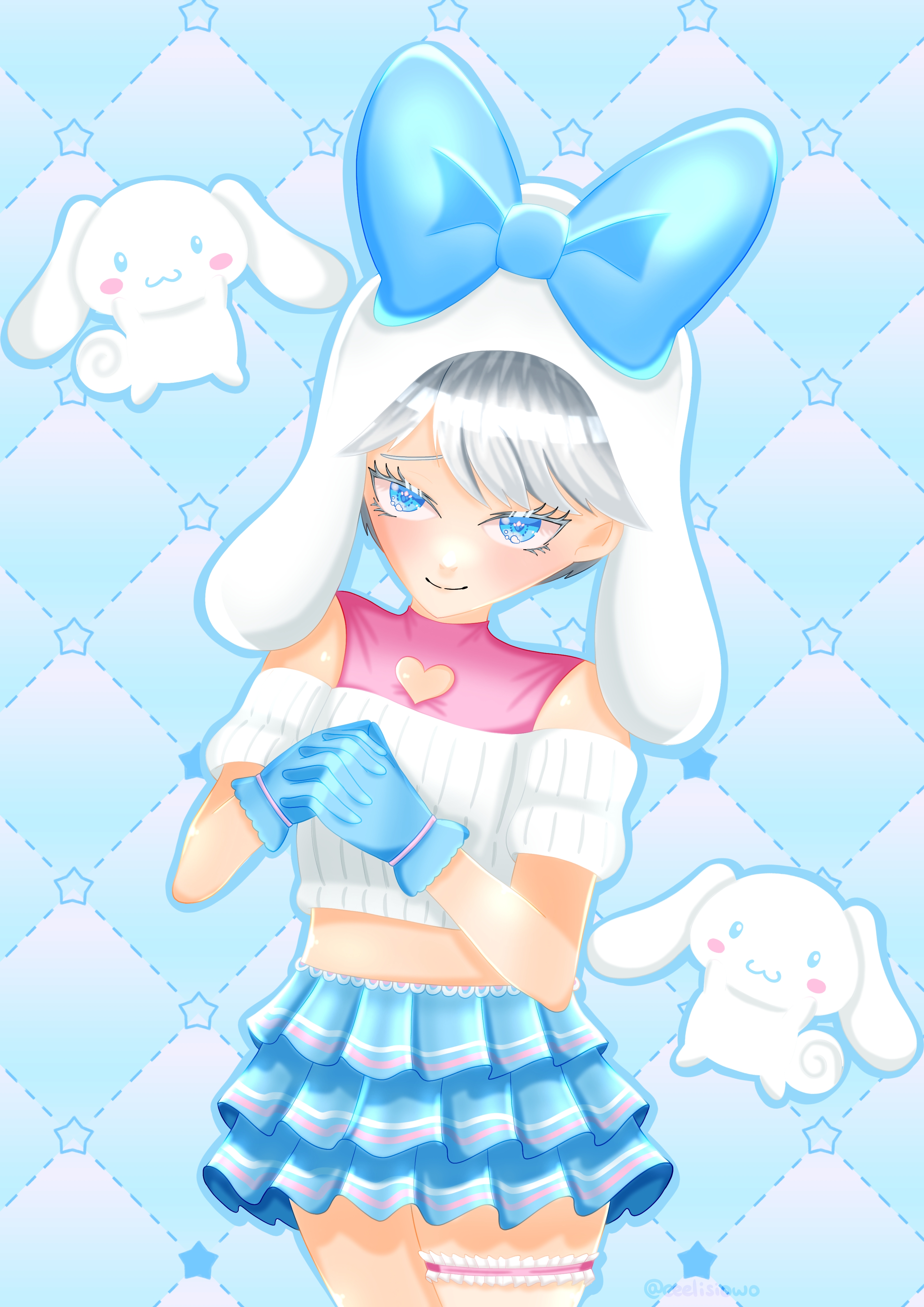 Digital drawing of human Cinnamoroll.