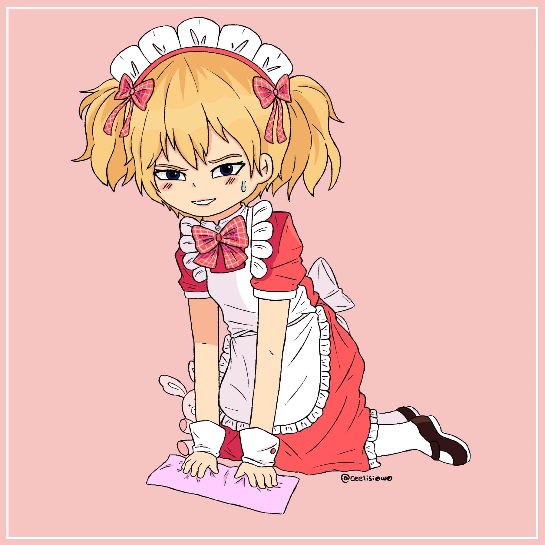 Digital drawing of Teru in a maid outfit.