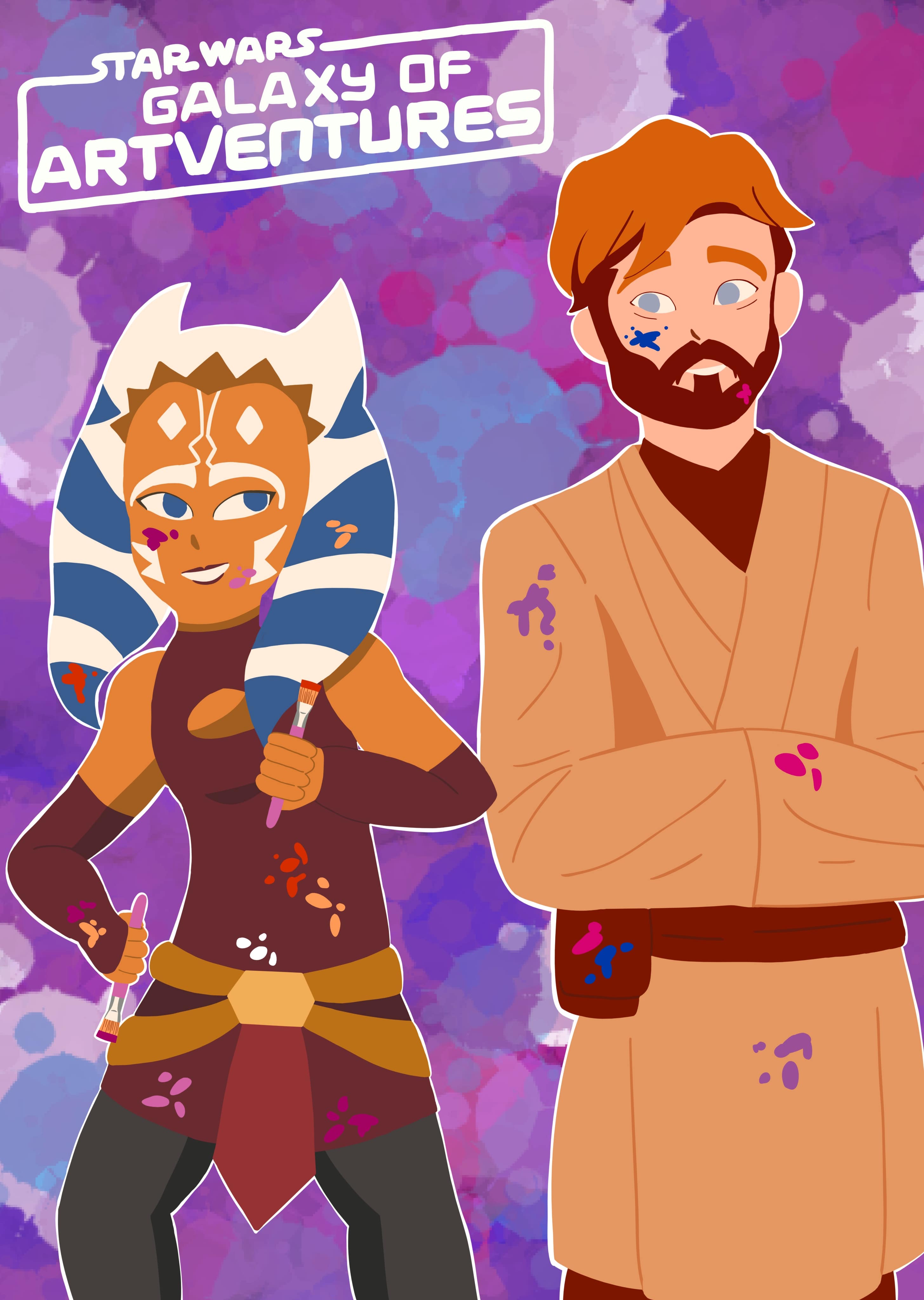 Digital drawing of Ahsoka and Obi-Wan Kenobi artistic.