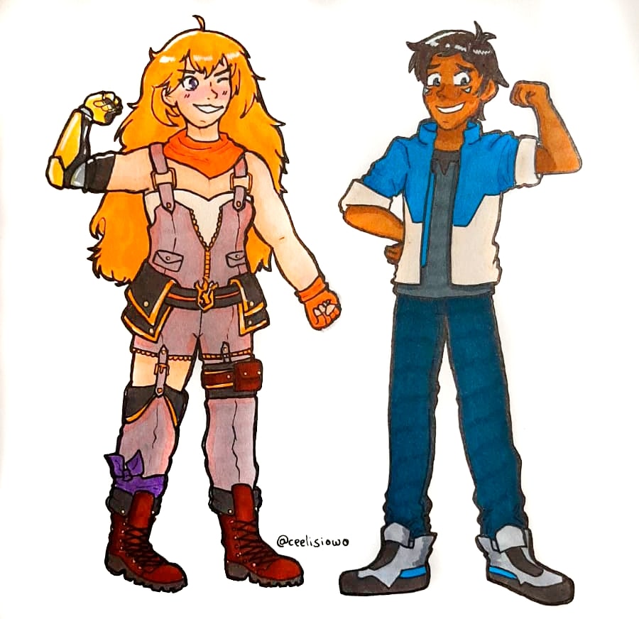 Traditional drawing of Yang Xiao Long and Lance McLain.