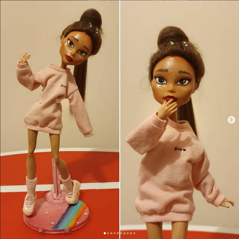 Repainted doll Ariana Grande.