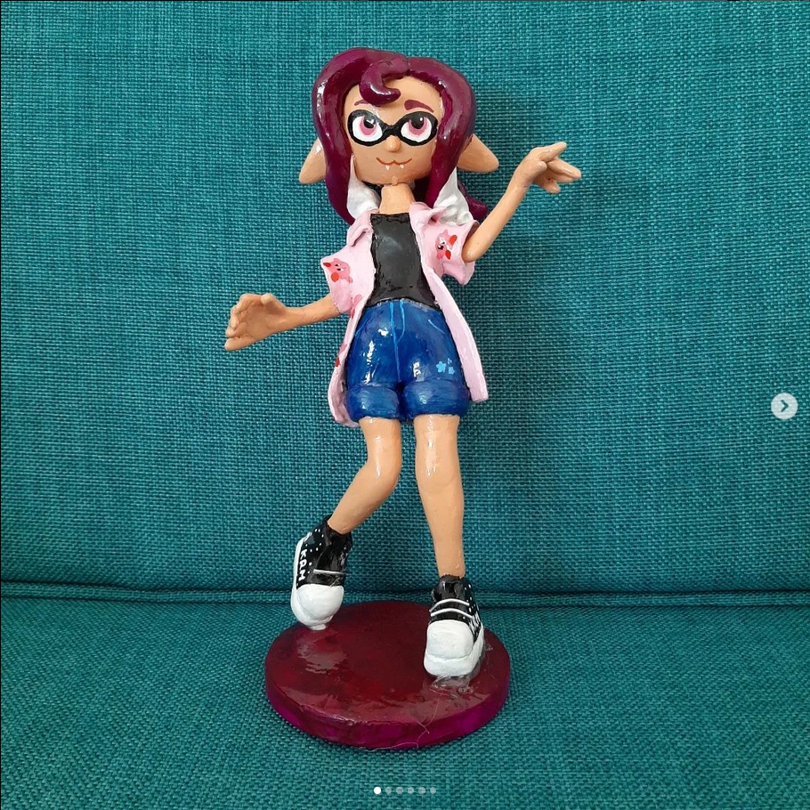 Epoxy putty figurine of a Splatoon original character.