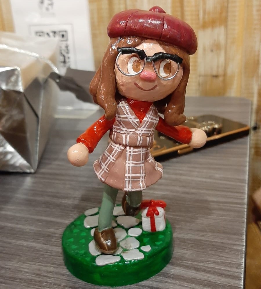 Epoxy putty figurine of an Animal Crossing original character.